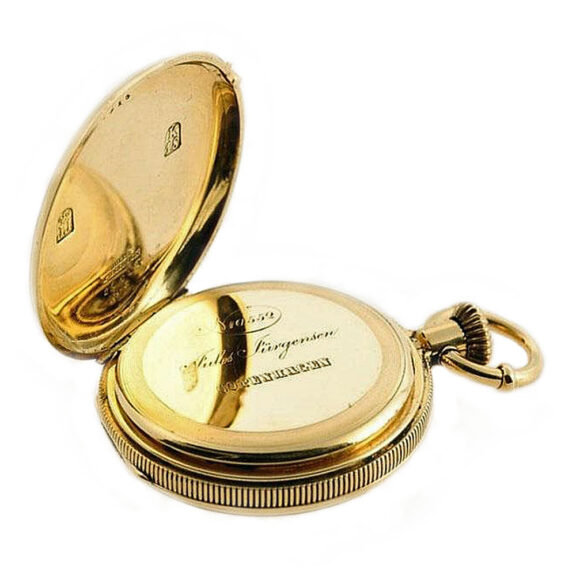 Danish small 18K gold hunting cased pocket watch Circa 1866 Danish small 18K gold hunting cased pocket watch Circa 1866
