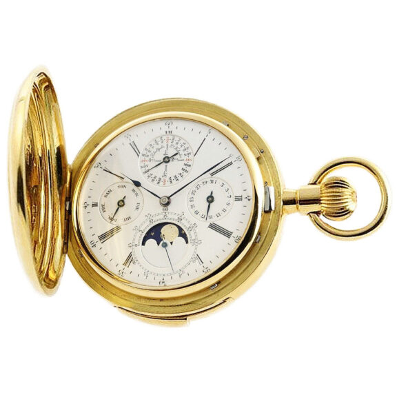 Rare Swiss gold complicated lever pocket watch Circa 1905 Rare Swiss gold complicated lever pocket watch Circa 1905
