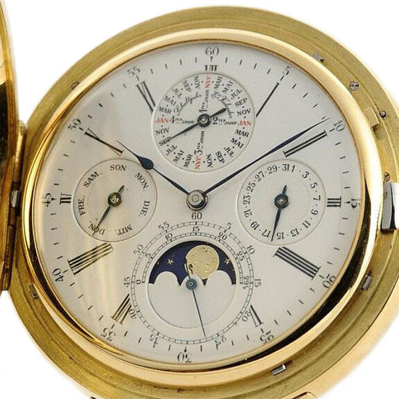 Rare Swiss gold complicated lever pocket watch Circa 1905 Rare Swiss gold complicated lever pocket watch Circa 1905