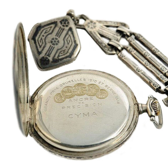 Swiss Art Nouveau watch with matching chatelaine Circa 1914 Swiss Art Nouveau watch with matching chatelaine Circa 1914