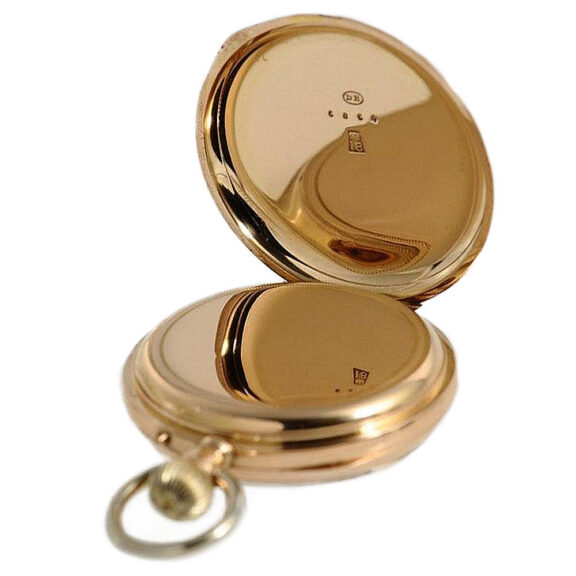 Swiss gold pocket watch with unusual crown wind Circa 1880 Swiss gold pocket watch with unusual crown wind Circa 1880