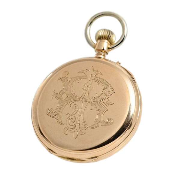 Swiss gold pocket watch with unusual crown wind Circa 1880 Swiss gold pocket watch with unusual crown wind Circa 1880