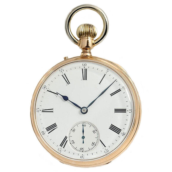 Swiss gold pocket watch with unusual crown wind Circa 1880