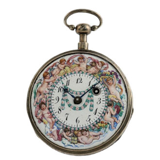 German silver quarter repeating verge pocket watch Circa 1790