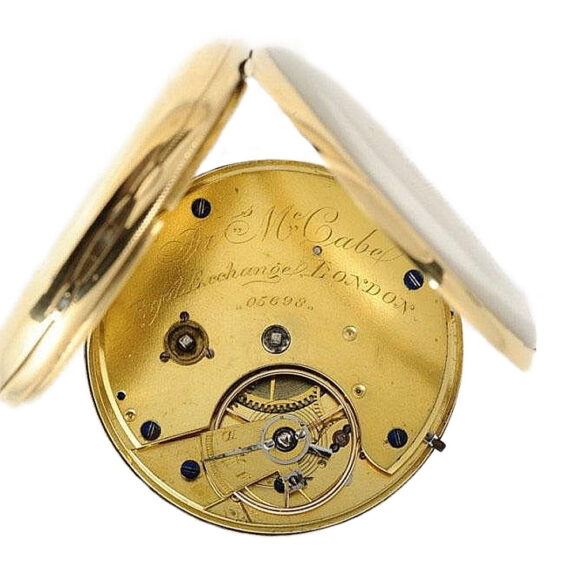 Fine English 18K gold open faced lever watch Circa 1867 Fine English 18K gold open faced lever watch Circa 1867