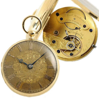 Rare English 18K gold open faced lever watch Circa 1861