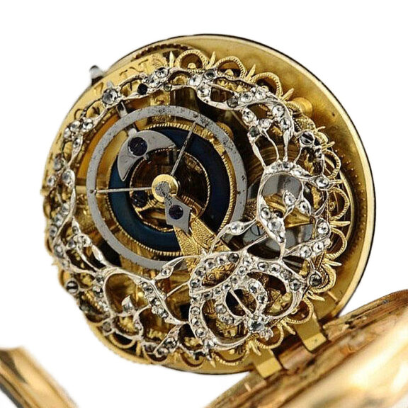 French gold skeletonized verge pocket watch Circa 1780 French gold skeletonized verge pocket watch Circa 1780