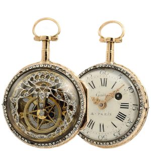 French gold skeletonized verge pocket watch Circa 1780