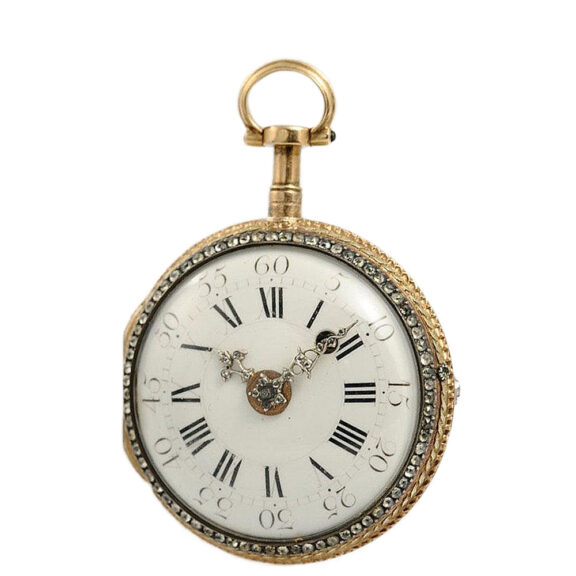 French double cased gold enamel verge watch circa 1770 French double cased gold enamel verge watch circa 1770