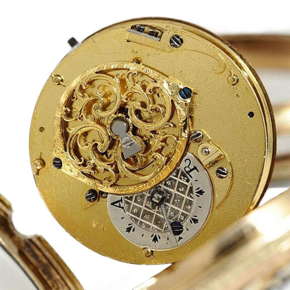 French double cased gold enamel verge watch circa 1770 French double cased gold enamel verge watch circa 1770
