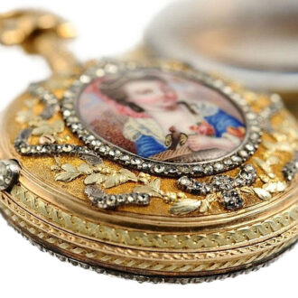 French double cased gold enamel verge watch circa 1770 French double cased gold enamel verge watch circa 1770