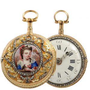French double cased gold enamel verge watch circa 1770