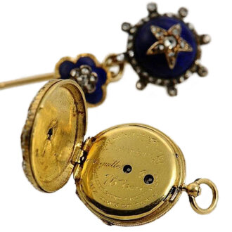 Swiss lady's miniature gold enamel pendant watch Circa 1840