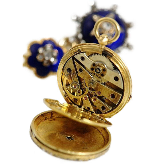 Swiss lady's miniature gold enamel pendant watch Circa 1840 Swiss lady's miniature gold enamel pendant watch Circa 1840