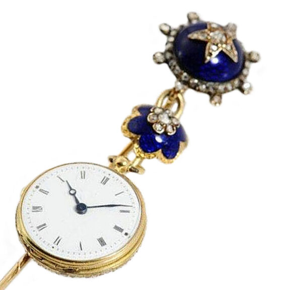 Swiss lady's miniature gold enamel pendant watch Circa 1840 Swiss lady's miniature gold enamel pendant watch Circa 1840