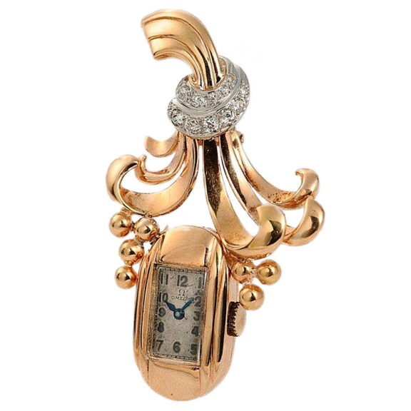 Swiss brilliant set brooch with integrated watch Circa 1930