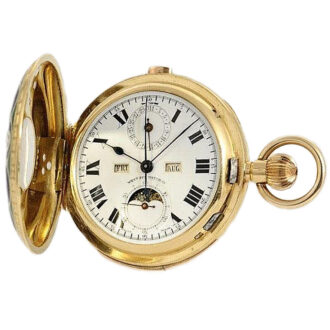 Swiss gold minute repeating calendar chronograph Circa 1900 Swiss gold minute repeating calendar chronograph Circa 1900