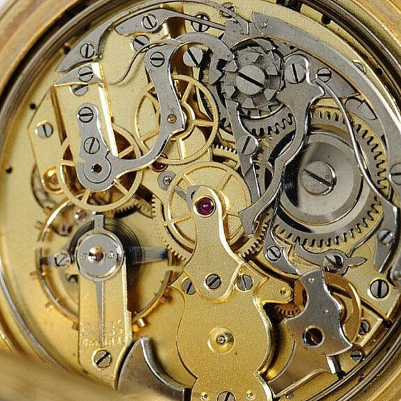 Swiss gold minute repeating calendar chronograph Circa 1900 Swiss gold minute repeating calendar chronograph Circa 1900