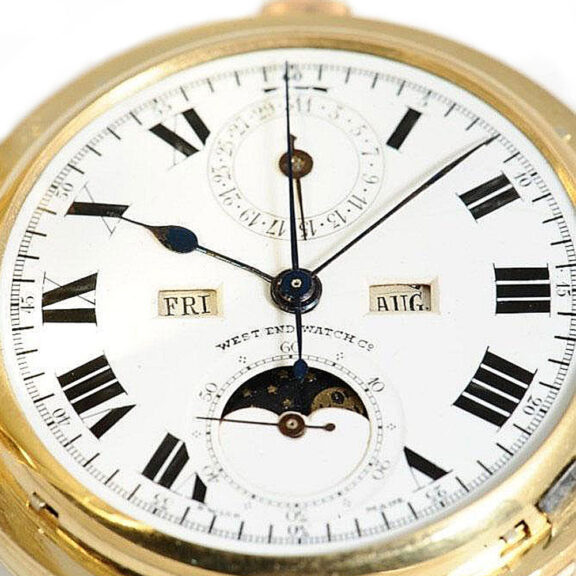Swiss gold minute repeating calendar chronograph Circa 1900 Swiss gold minute repeating calendar chronograph Circa 1900