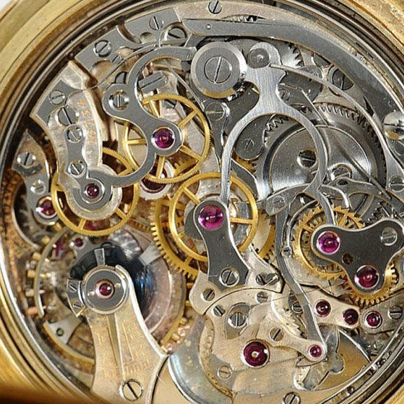 Swiss gold minute repeating watch with chronograph Circa 1890 Swiss gold minute repeating watch with chronograph Circa 1890