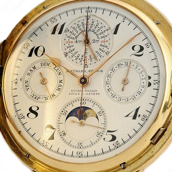 Swiss gold minute repeating watch with chronograph Circa 1890 Swiss gold minute repeating watch with chronograph Circa 1890