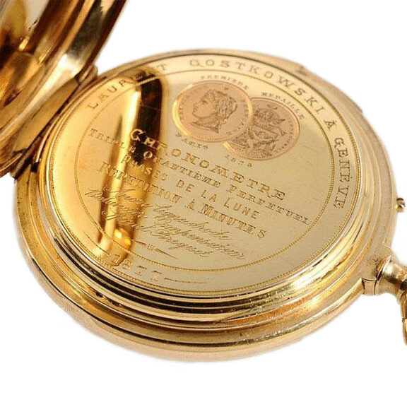 Swiss gold astronomical repeating calendar watch Circa 1877 Swiss gold astronomical repeating calendar watch Circa 1877