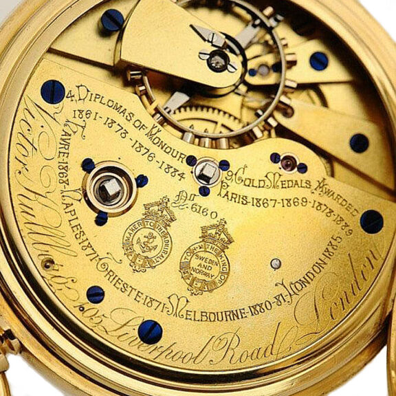 English precision watch with power reserve indicator Circa 1896 English precision watch with power reserve indicator Circa 1896