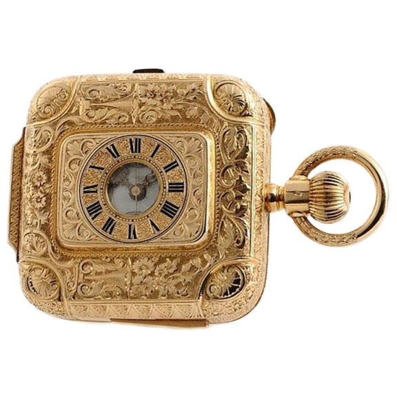 Rare Swiss square quarter repeating chronograph Circa 1900 Rare Swiss square quarter repeating chronograph Circa 1900