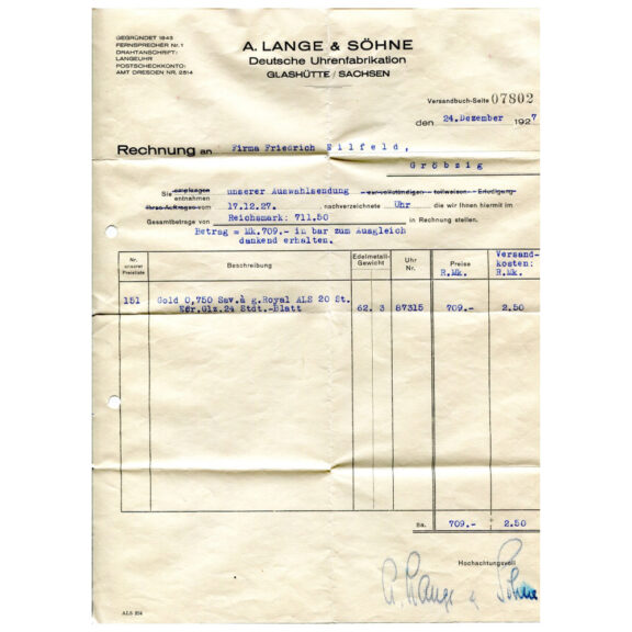 German watch with original box, invoice and certificate Circa 1927 German watch with original box, invoice and certificate Circa 1927