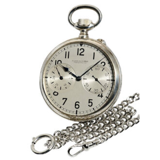German silver Glashütte deck watch with silver watch chain Circa 1950