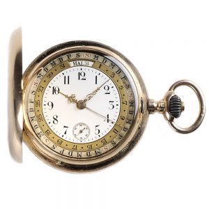 Rare German pink gold pocket watch with calendar Circa 1900