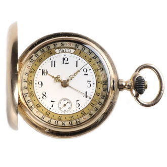 Rare German pink gold pocket watch with calendar Circa 1900