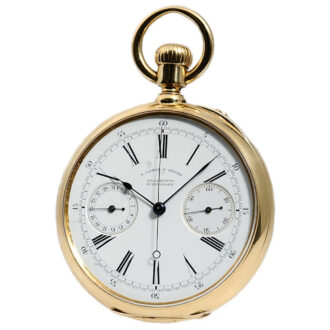 German rare and early 18k gold chronograph with date Circa 1880 German rare and early 18k gold chronograph with date Circa 1880