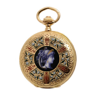 German gold enamel hunting cased pocket watch Circa 1881