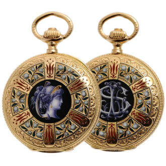 German gold enamel hunting cased pocket watch Circa 1881