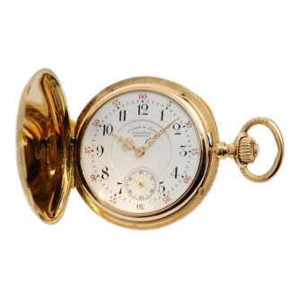 German gold enamel hunting cased pocket watch Circa 1881