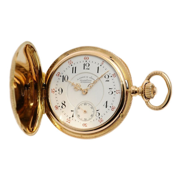 German gold enamel hunting cased pocket watch Circa 1881 German gold enamel hunting cased pocket watch Circa 1881