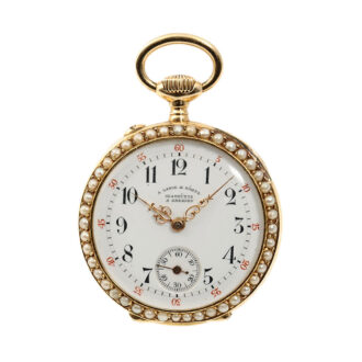 German pink gold enamel and pearl-set lever watch Circa 1892