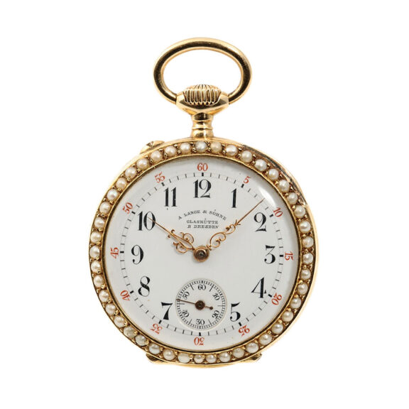 German pink gold enamel and pearl-set lever watch Circa 1892 German pink gold enamel and pearl-set lever watch Circa 1892