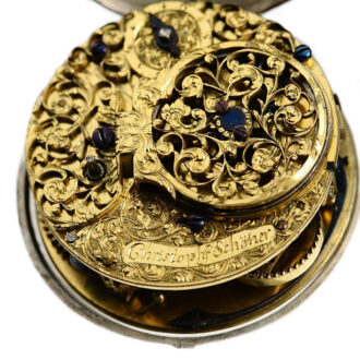 German verge clock watch with day and night indicator Circa 1690