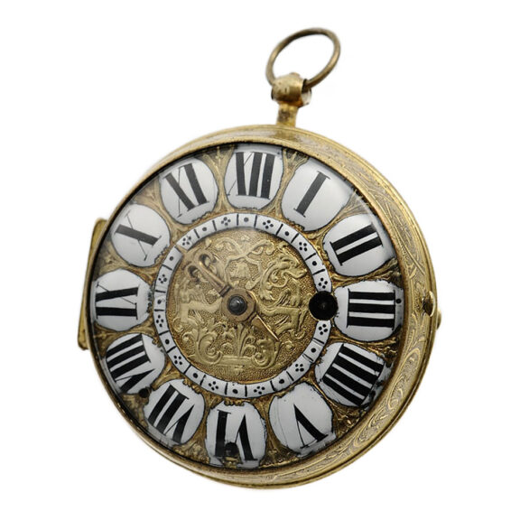 French decorative brass verge pocket watch Circa 1700 French decorative brass verge pocket watch Circa 1700