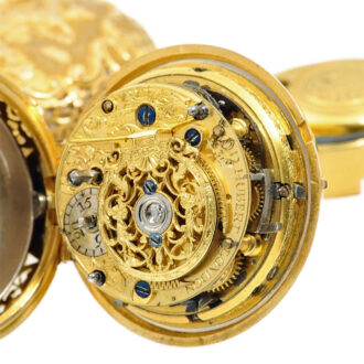 English Repoussé verge watch with quarter repeater Circa 1730