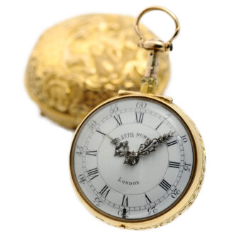 English Repoussé verge watch with quarter repeater Circa 1730