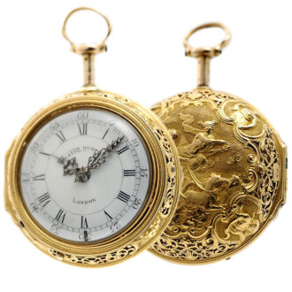 English Repoussé verge watch with quarter repeater Circa 1730