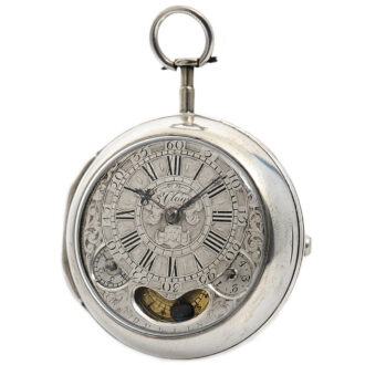 Rare Irish silver verge watch with mock pendulum Circa 1730