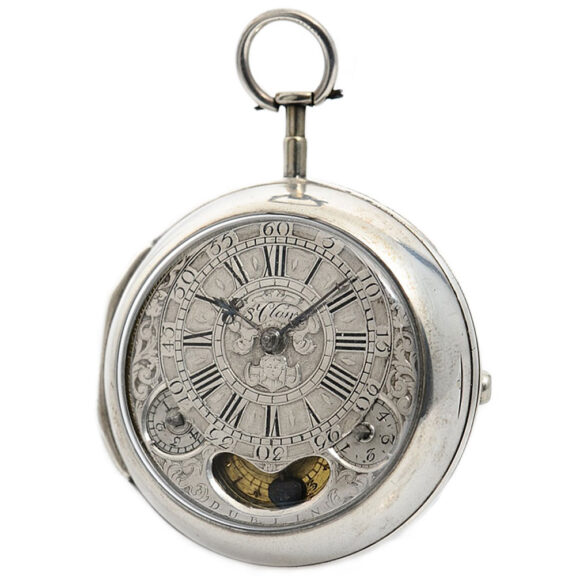 Rare Irish silver verge watch with mock pendulum Circa 1730