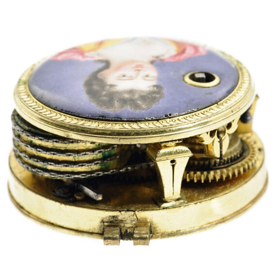 English decorative pocket watch with mock pendulum Circa 1710 English decorative pocket watch with mock pendulum Circa 1710