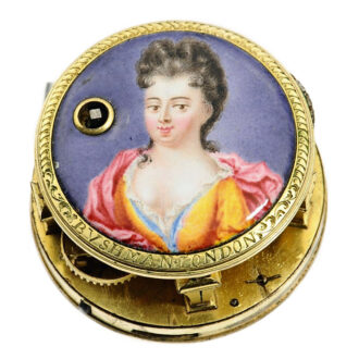 English decorative pocket watch with mock pendulum Circa 1710