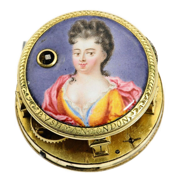 English decorative pocket watch with mock pendulum Circa 1710 English decorative pocket watch with mock pendulum Circa 1710