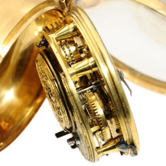 English verge pocket watch with repoussé decoration Circa 1765